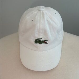 Lacoste Kids White Adjustable Velcro Cotton Hat Medium